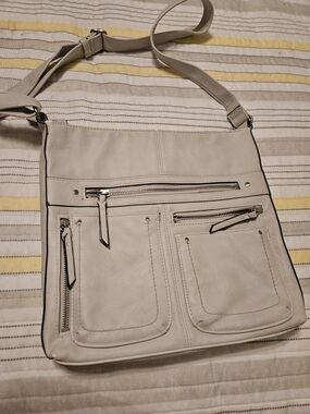 INC International Concepts Cream Crossbody Bag with Front Pockets